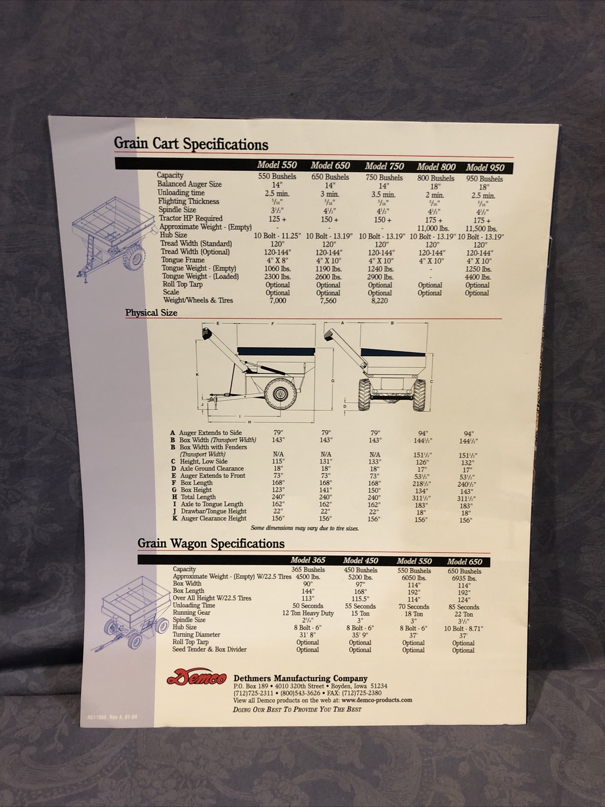 Demco « King Of Wagons And Grain Carts » Sales Brochure