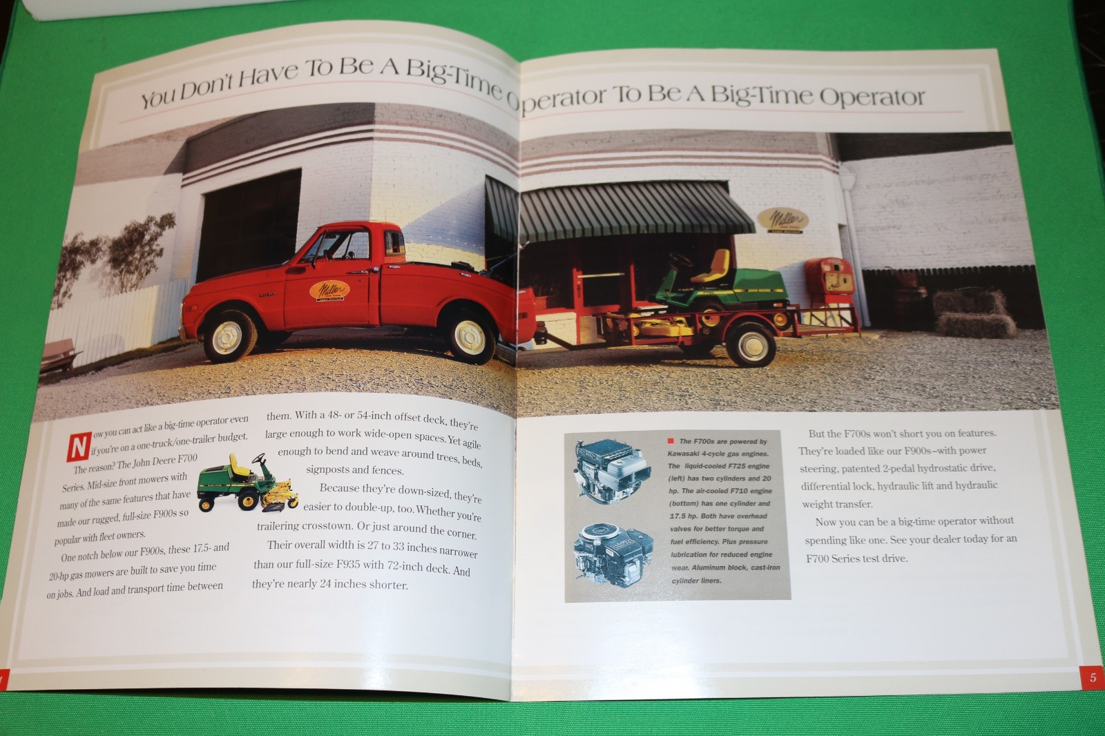 John Deere Commercial Front Mowers For 1996 Sales Brochure F710-F1145 MODELS