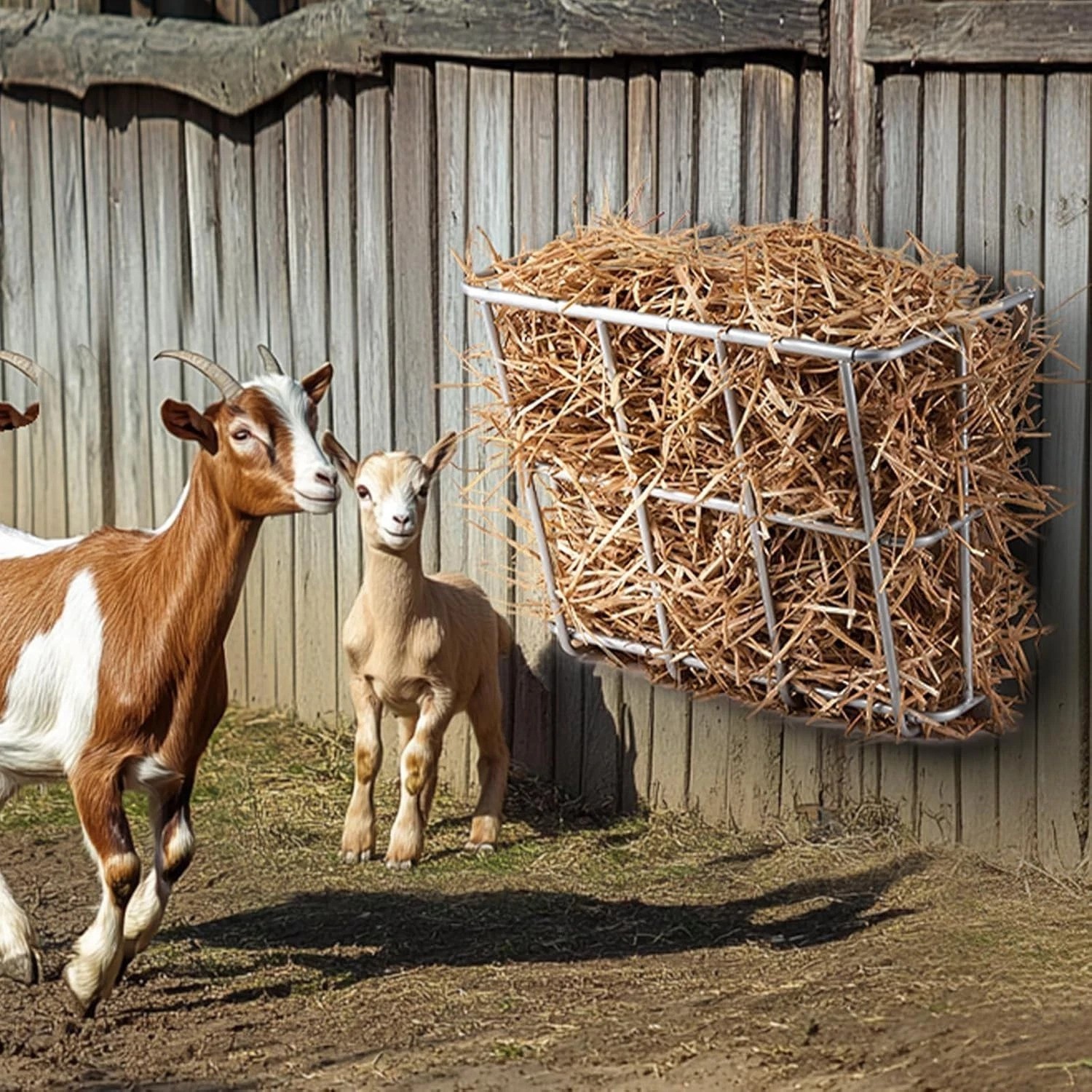 Space-Saving 18.5 Gallon Hay Feeder Rack for Multiple Outdoor Livestock Feeding