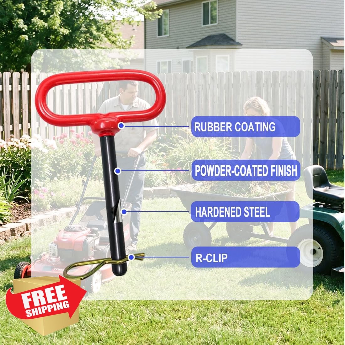 Witlans 1/2 Trailer Hitch Pin Red 1/2×4-1/2&Prime;