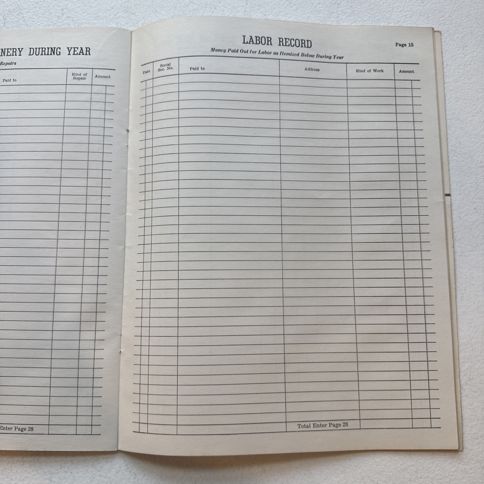Melvin H. Sheffer Inc. Farming Equipment & Refrigeration Farm Record Book 1951