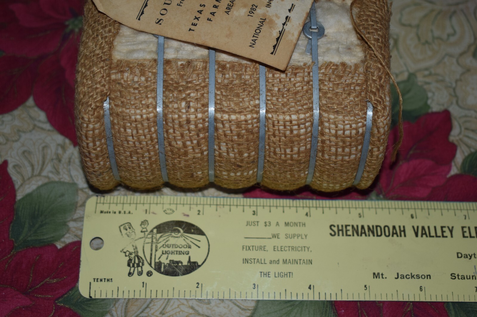 Vintage Souvenir Real Mini Cotton Bale From The Texas Young Farmers Area 2 1982 