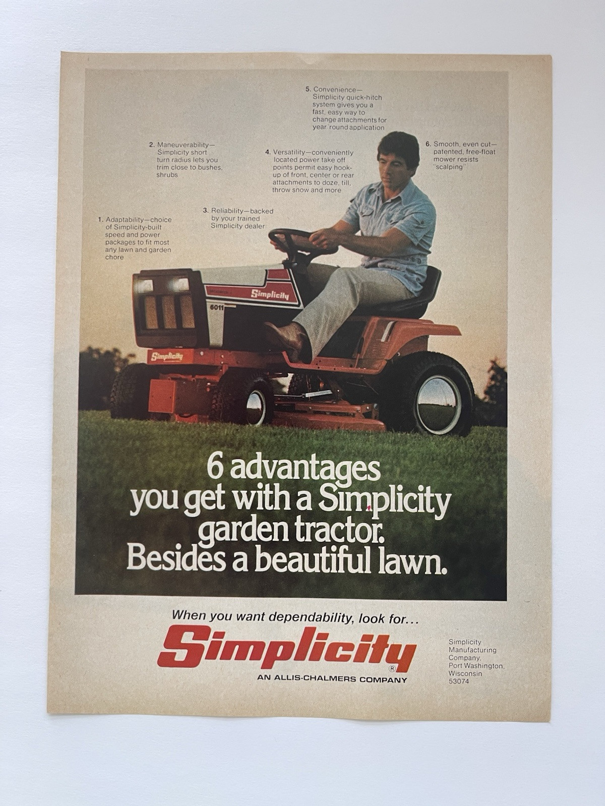 Vintage 1979 Print Ad Simplicity Garden Tractor Riding Lawn Mower Advertisement