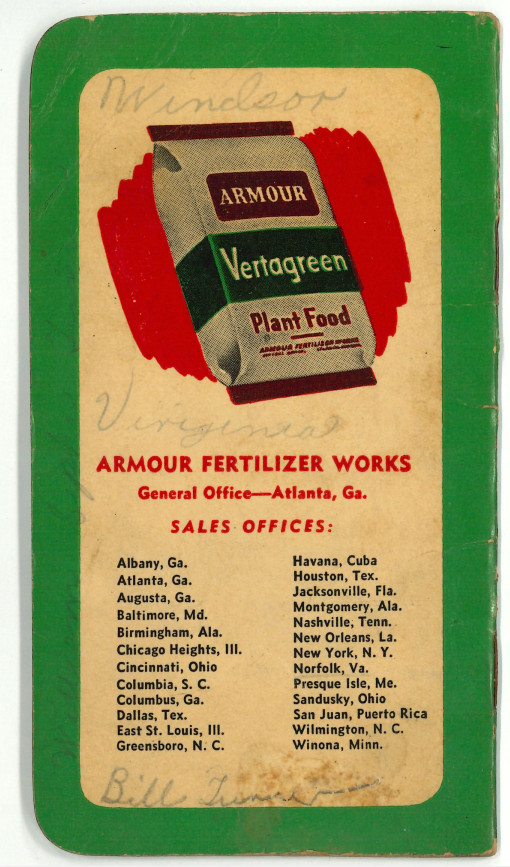 Armour&rsquo;s Big Crop Fertilizers Pocket Notepad – Vintage early 1950s