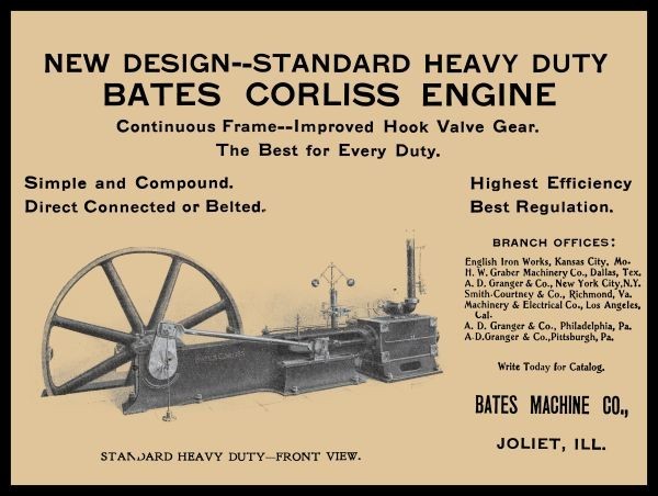 1905 Bates Corliss Engine of Joliet, Illinois NEW Sign 24×30&Prime; USA STEEL