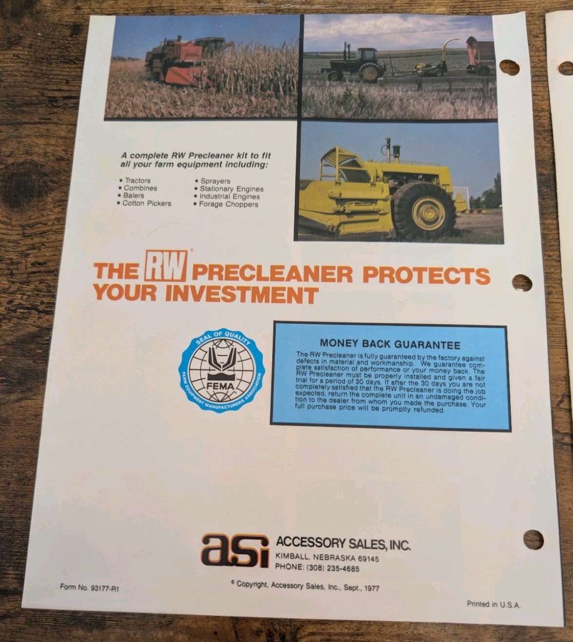Accessory Sales, INC RW Cleaner Brochure And Kit Price List