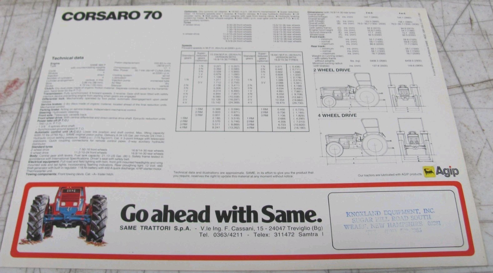 1980 SAME Corsaro 70 Tractor Sales Flyer 3081.050.3.1/01