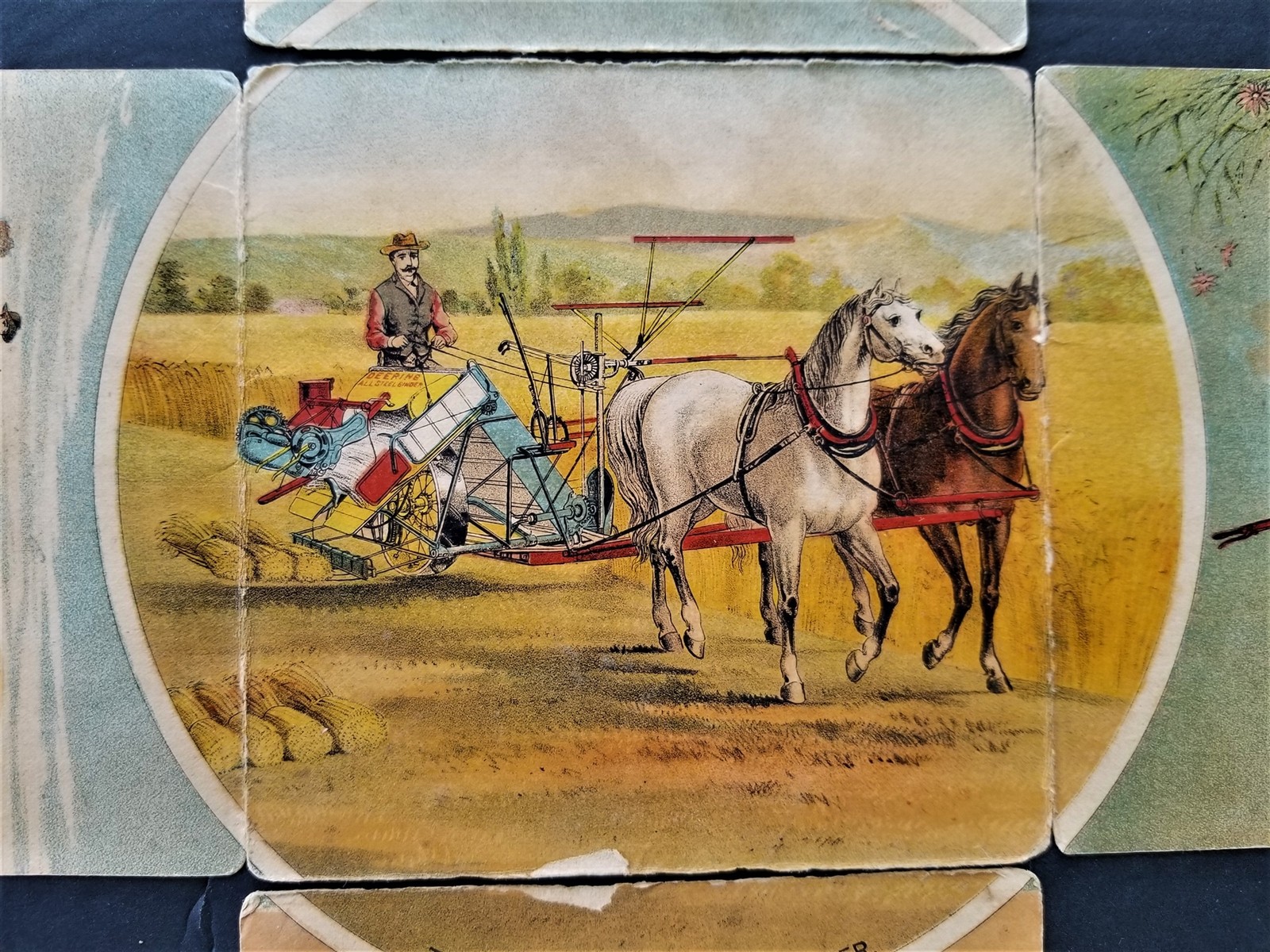1880s antique DEERING REAPER cardstock folding ADVERTISEMENT chicago il ihc farm