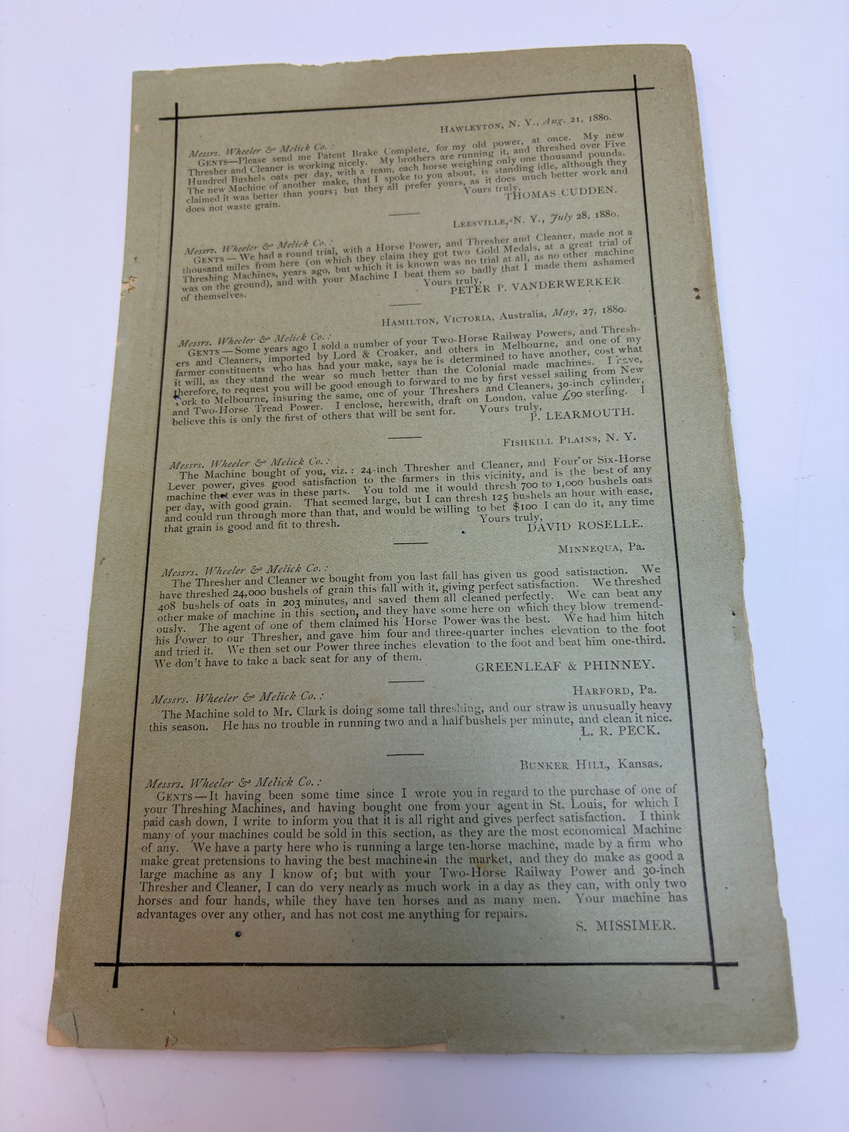 1883 Wheeler Melick Farm Machinery Catalog NY Agricultural Works Calvert TX
