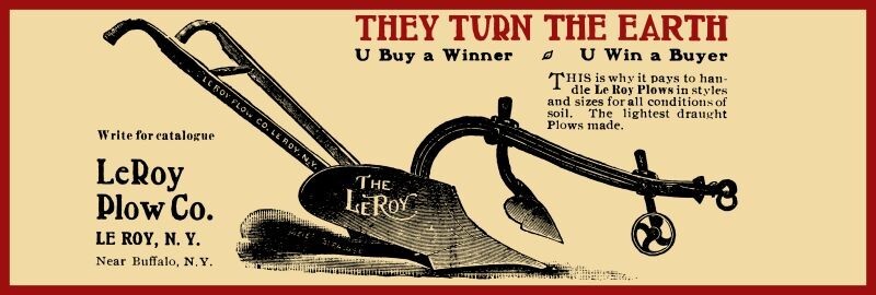 Le Roy Plow Co. of LeRoy, New York NEW Sign: 12×36&Prime; USA STEEL XL Size – 4 lbs.