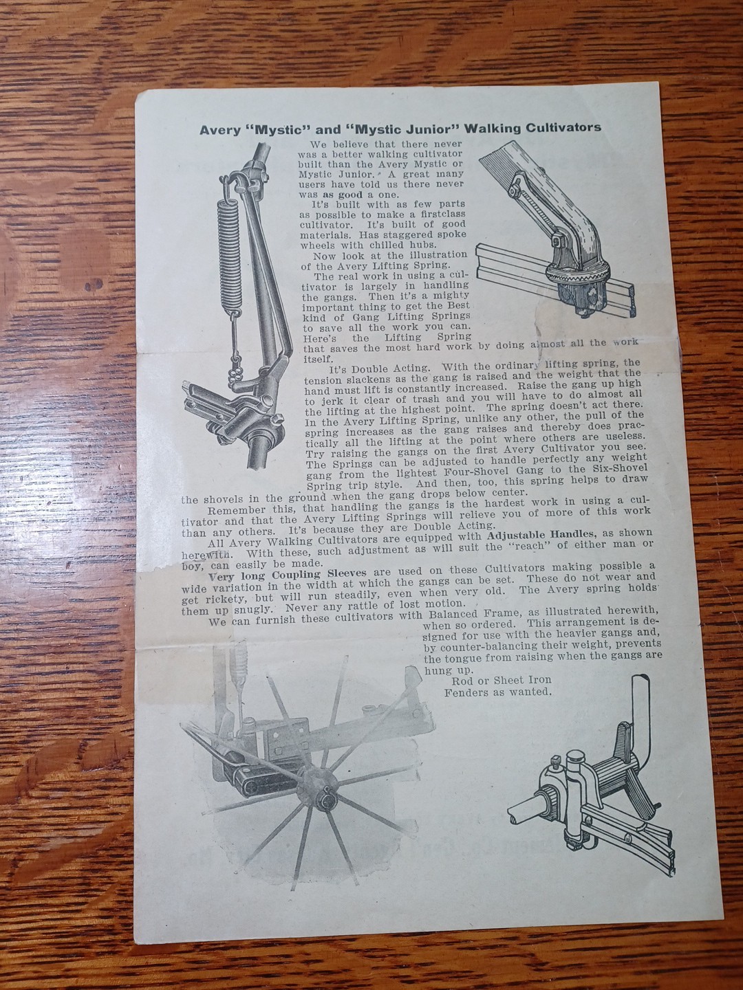 1910&rsquo;s Avery Mystic Walking Cultivators Dealer Order Sheet RRP 357