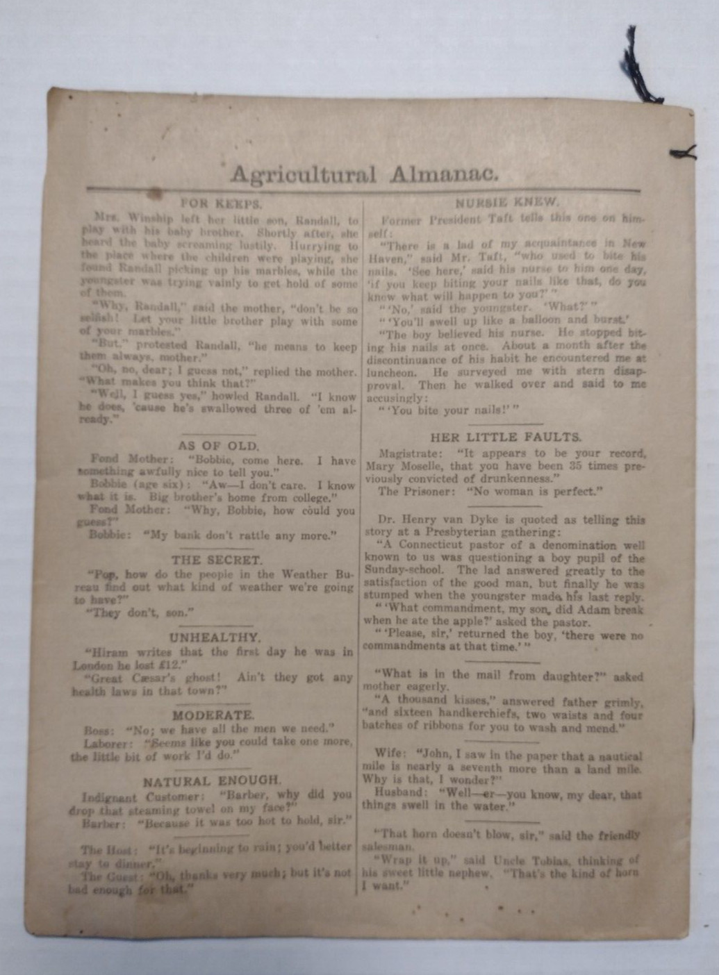 1917 John Baer&rsquo;s Sons Lancaster, PA Agricultural Almanac