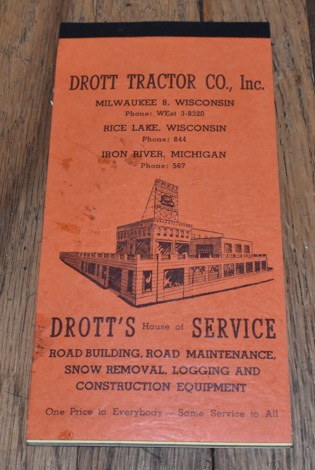 Vintage Drott Tractor Inc Milwaukee Rice Lake WI Advertising Pocket Memo Book
