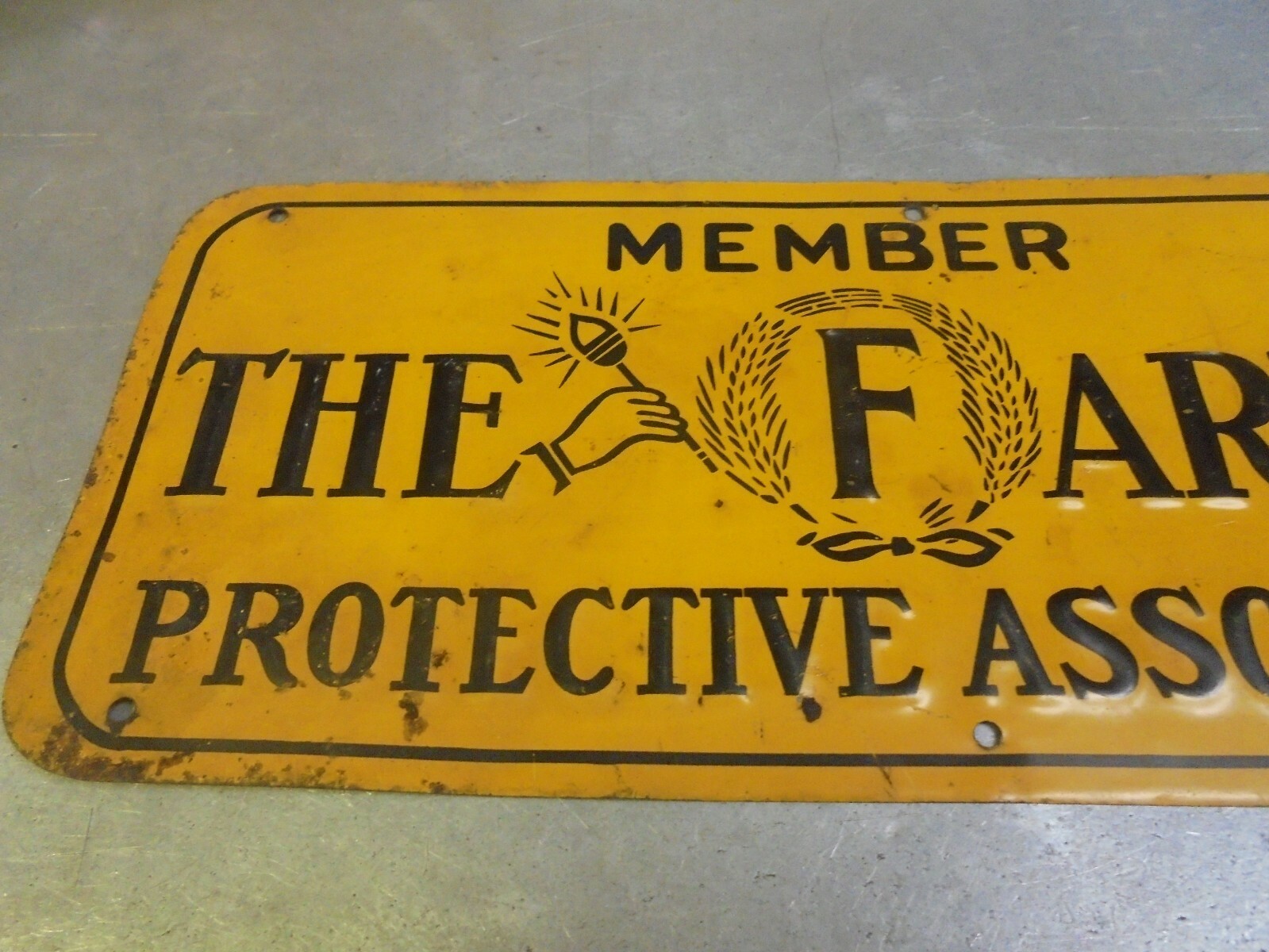 Vintage Member The Farmer&rsquo;s Protective Association Tin Sign