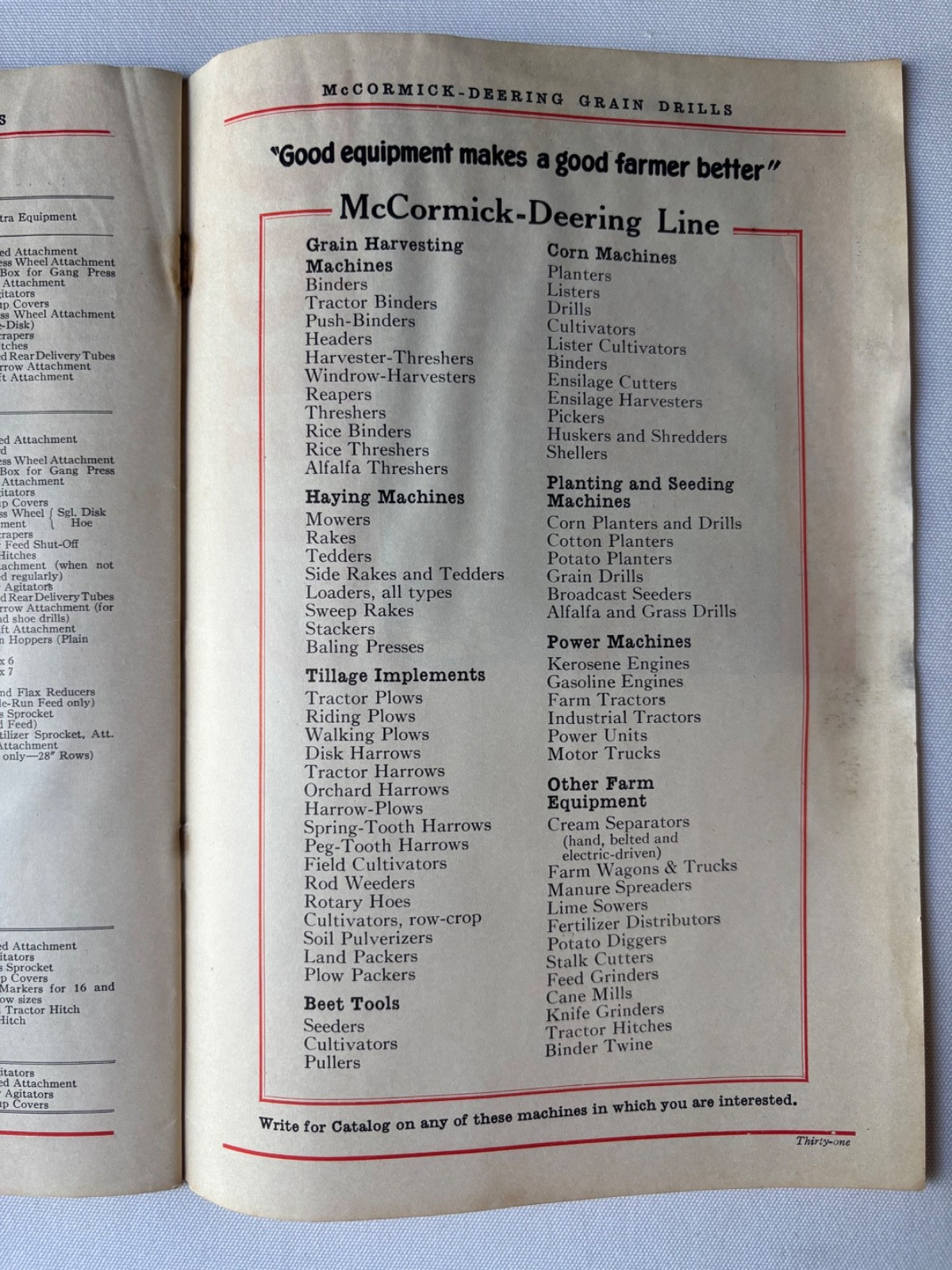 Antique McCormick-Deering Grain Drills Catalog Circa 1931 Great Illustrations
