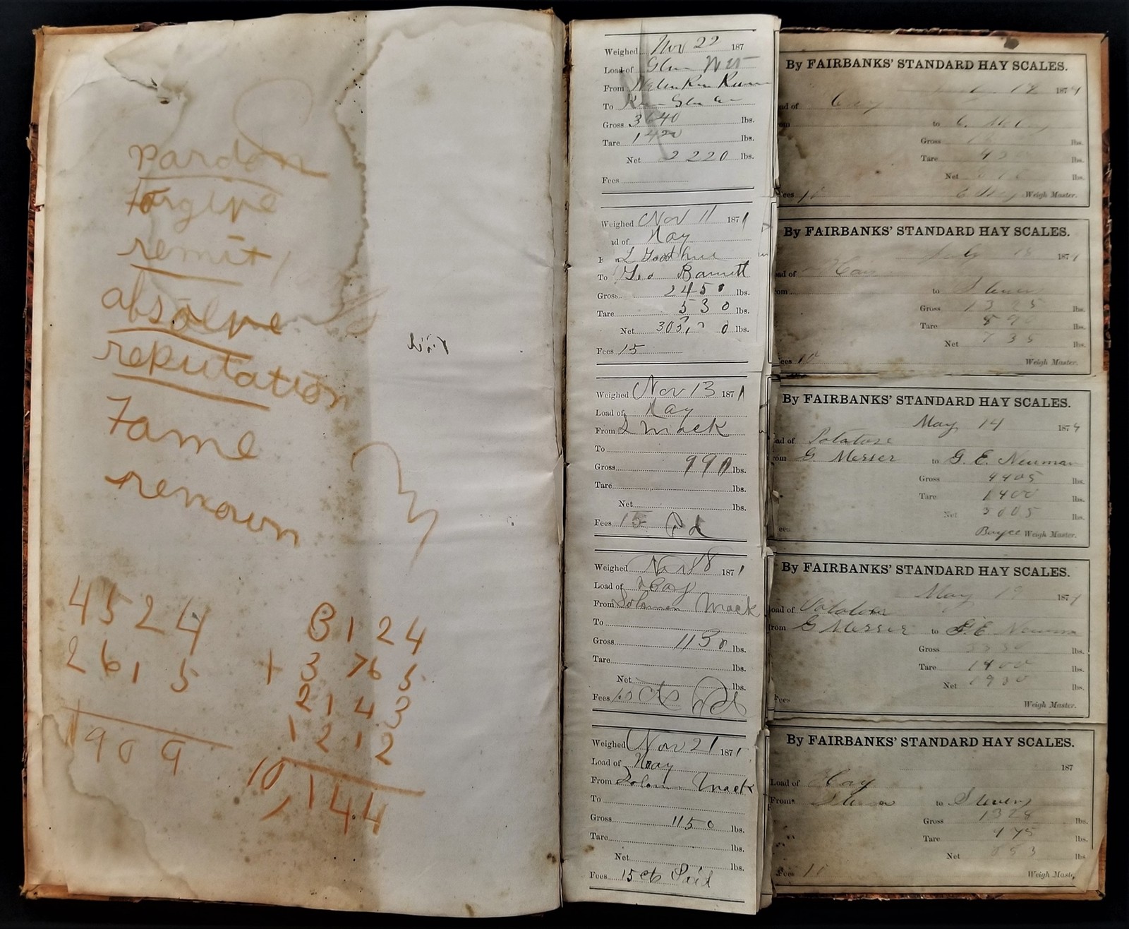 1870s antique FAIRBANKS HAY SCALES johnsbury vt LEDGER RECEIPT BOOK