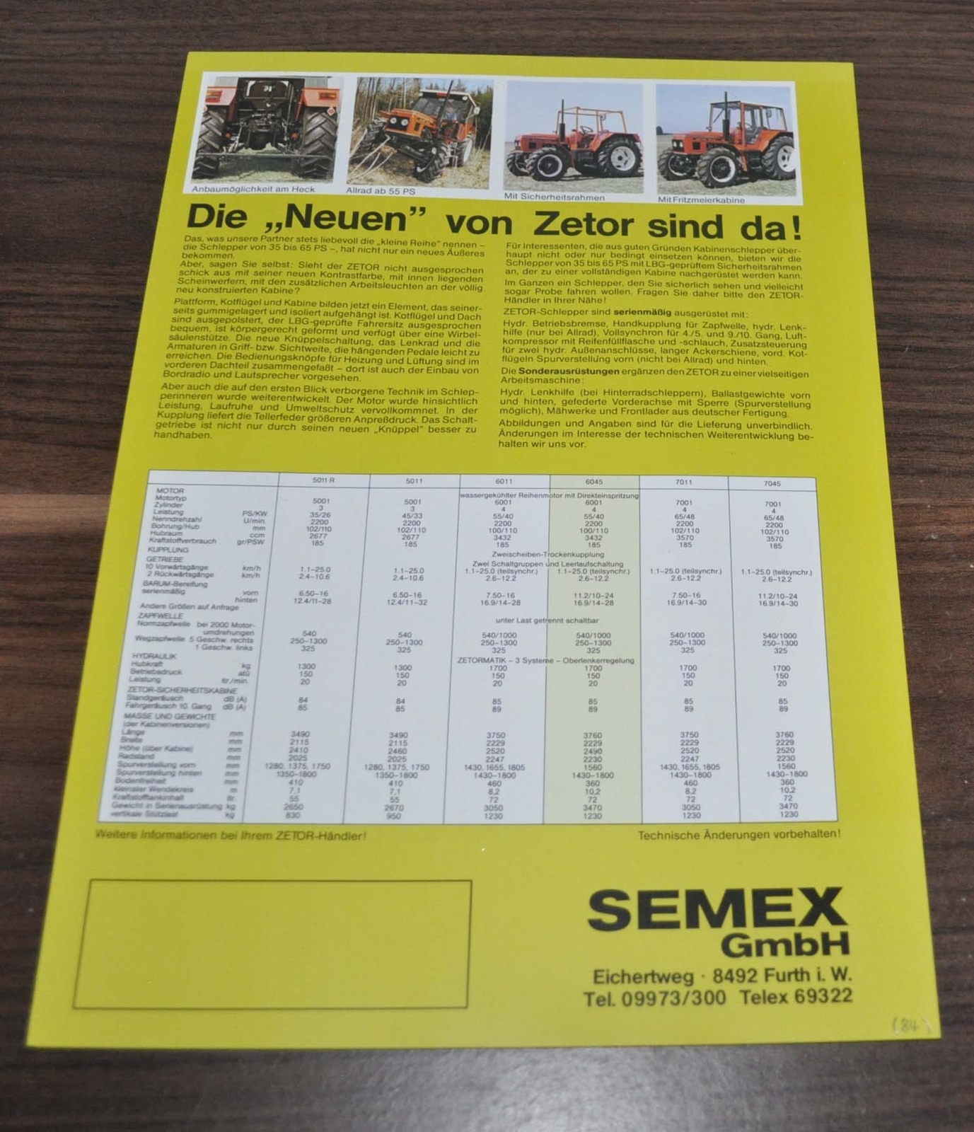 Zetor 6045 Tractor Specification Brochure Prospekt