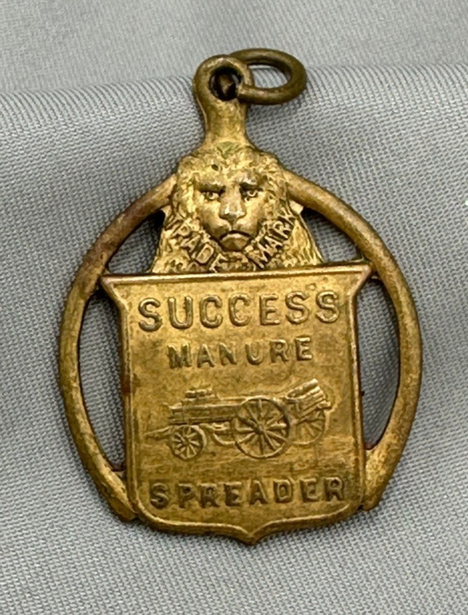 Antique The Success Manure Spreader Watch Key Fob Kemp Burpee Farm Advertising