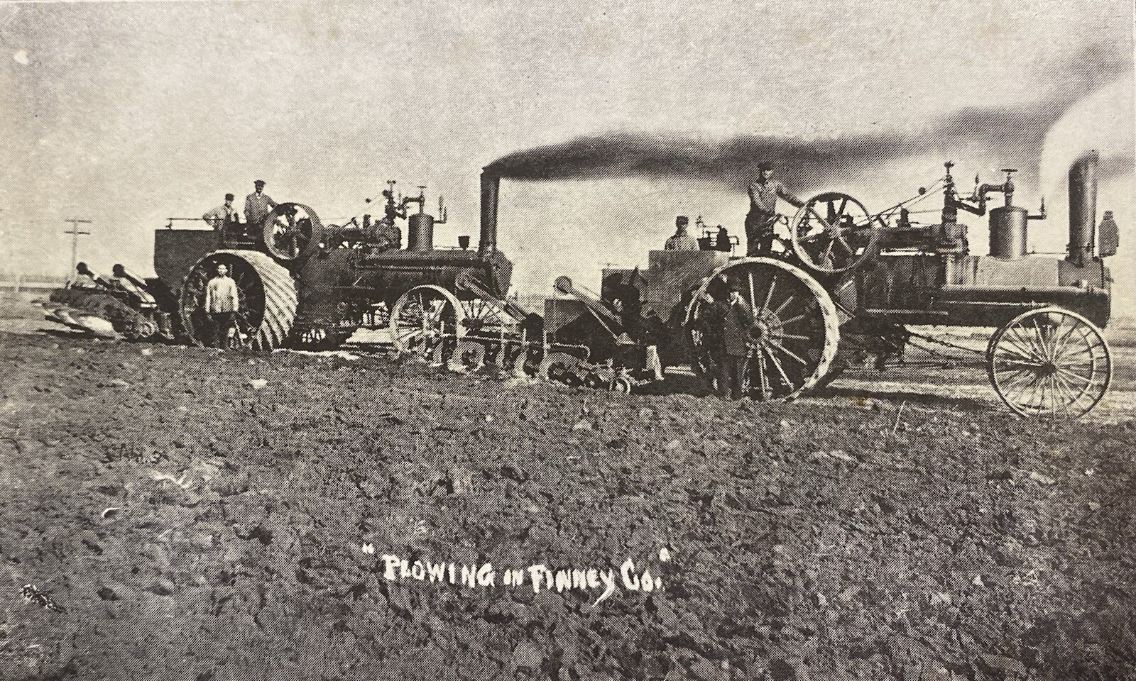 1912 « PLOWING BY STEAM IN FINNEY COUNTY-KANSAS » {STEAM TRACTOR ENGINE} POSTCARD!