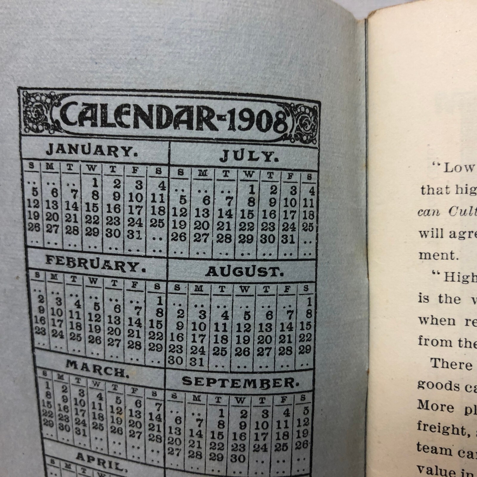 Vintage 1908 The Milsom Fertilizers Cleveland Ohio Pocket Calendar