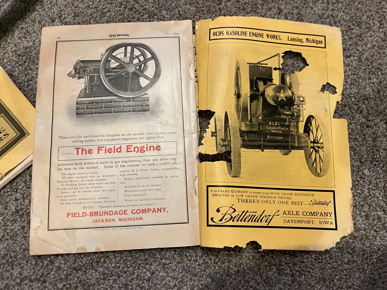 May 1905 GASPOWER Magazine Farm Advertising St Joseph, MI Hit & Miss Engines