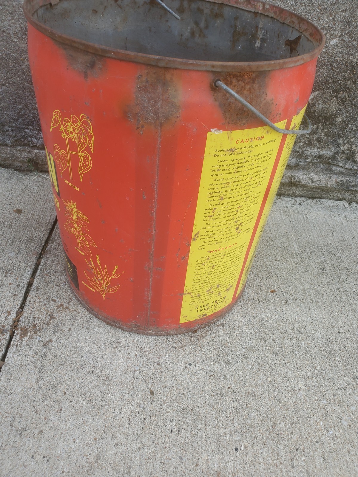 5 Gallon Metal Can Amiben Herbicide No Lid Soybean Weed Control Farm Decor #5