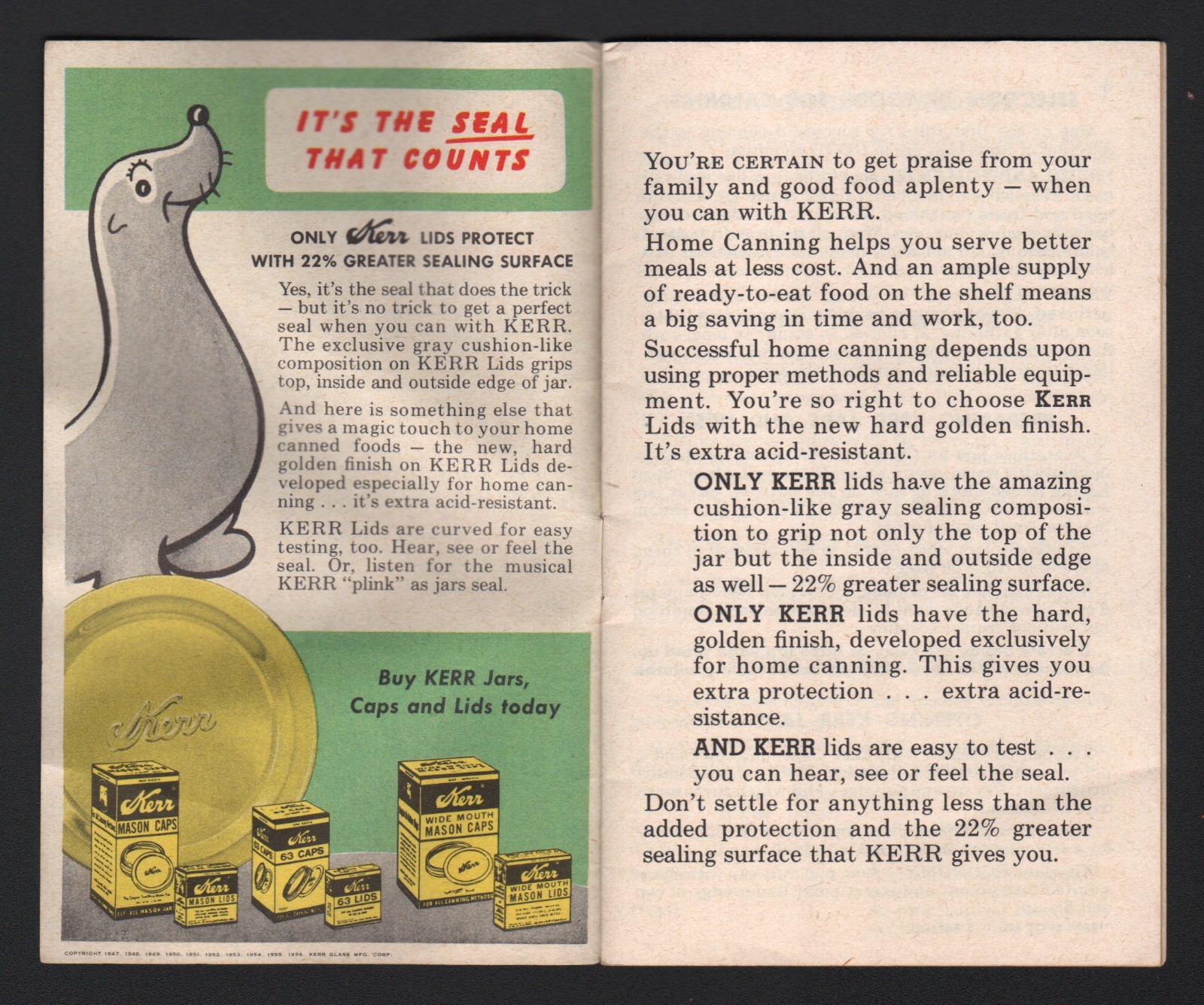 Kerr Home Canning And Freezing Guide – 1956, Bulletin No. 956