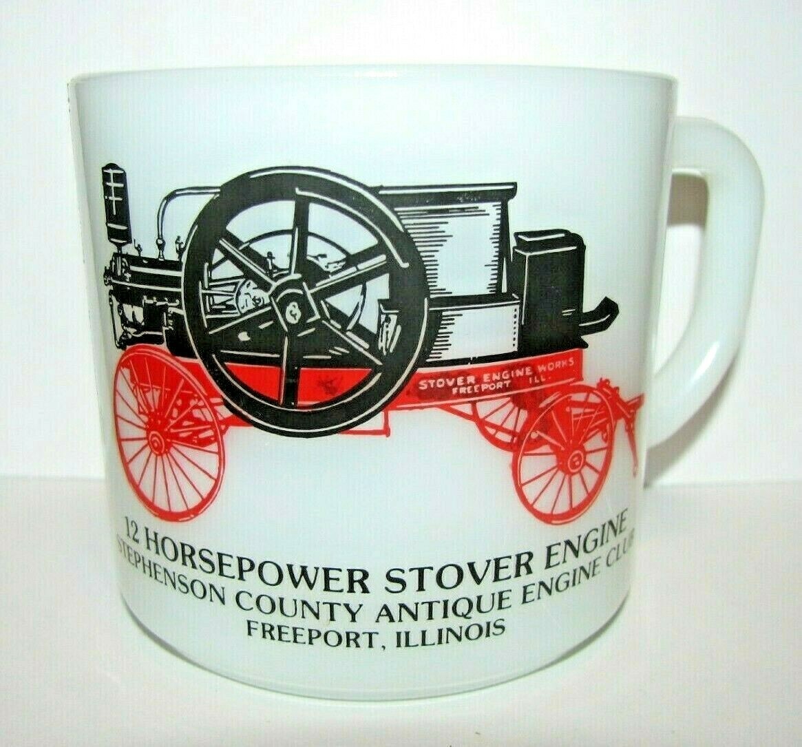 Stephenson Co Antique Engine Club STOVER ENGINE Coffee Cup Freeport IL 1979 hit