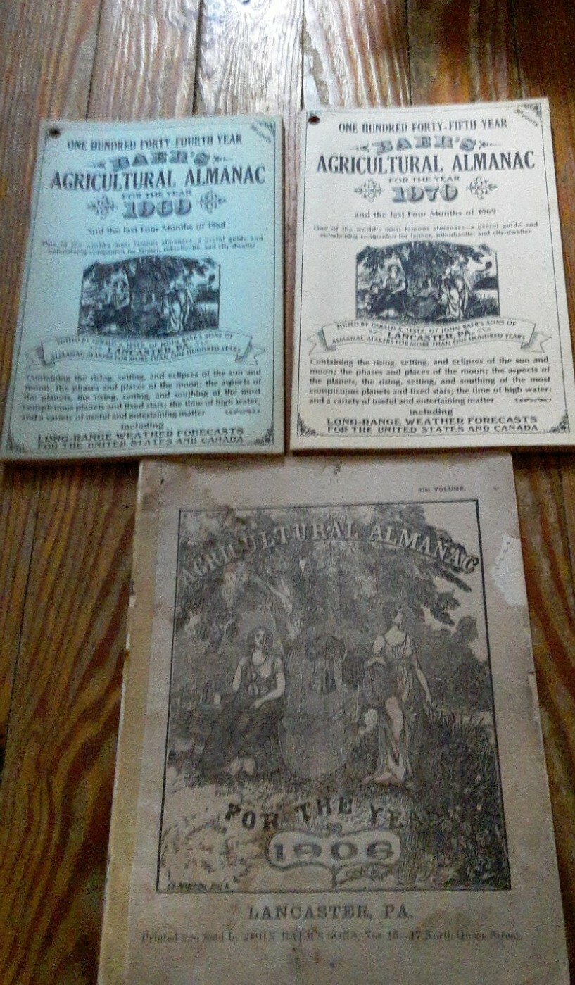 1969, 1970 & 1906 Baer&rsquo;s Agricultural Almanacs lot of 3