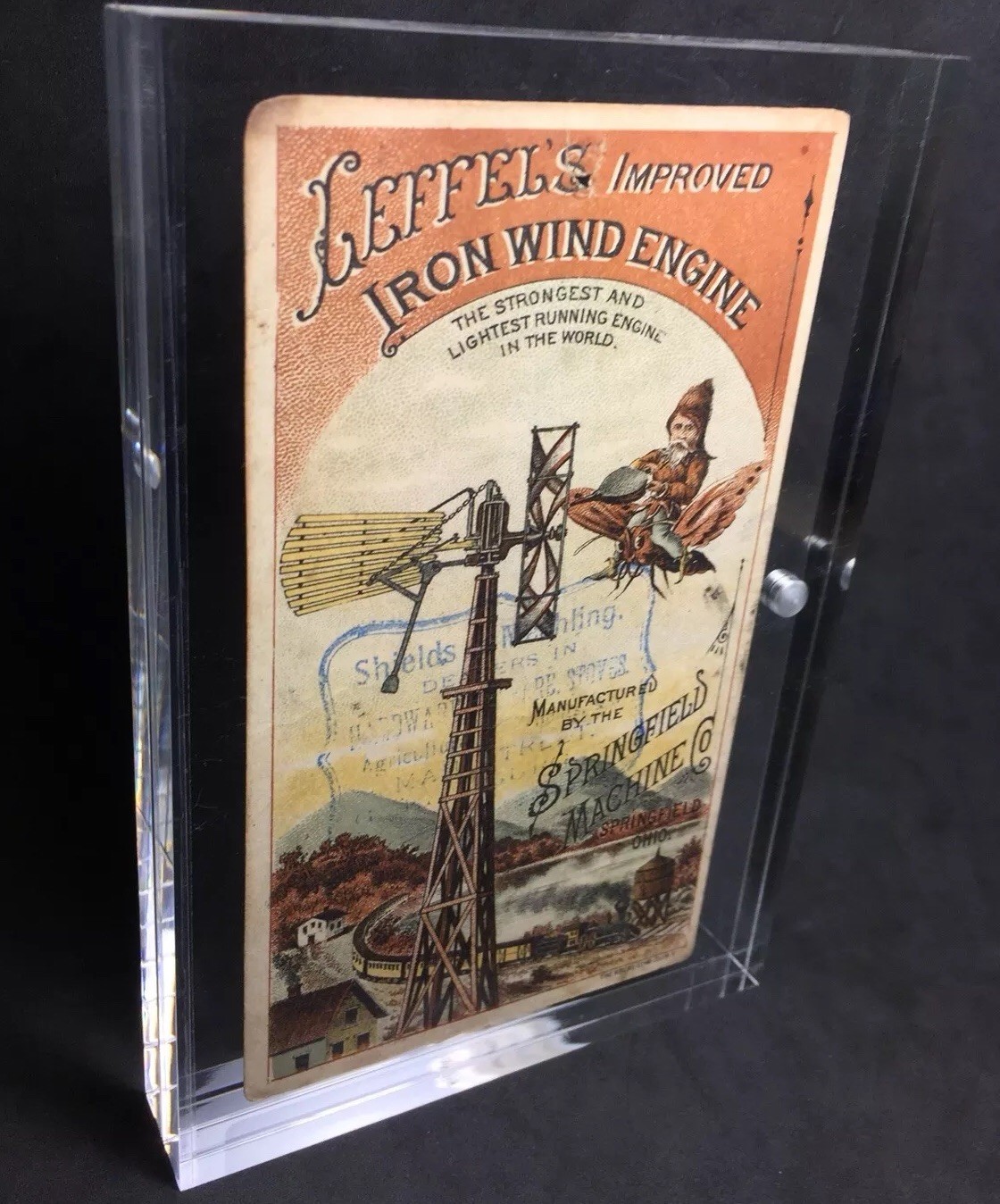Aermotor Iron Windmill Engine Tower Litho American Ohio Merchant Rare Trade Card