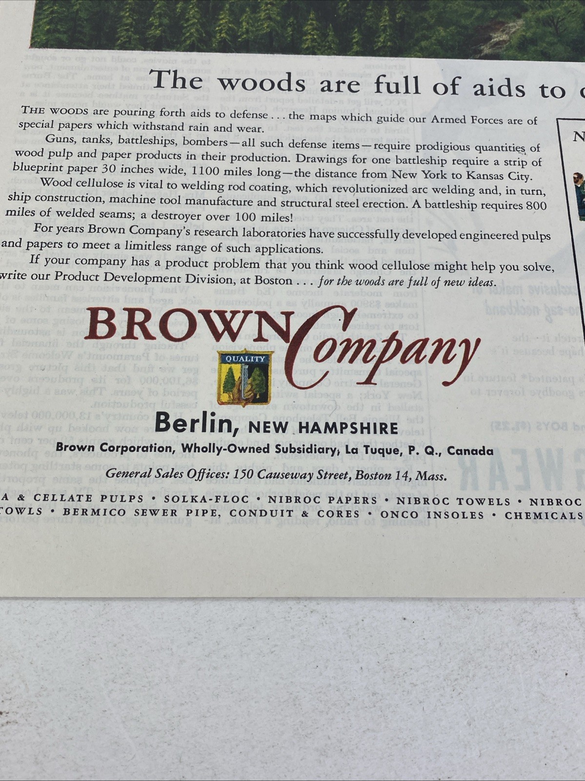 Vintage 1951 Brown Company Berlin NH Print Advertisement Saturday Evening Post