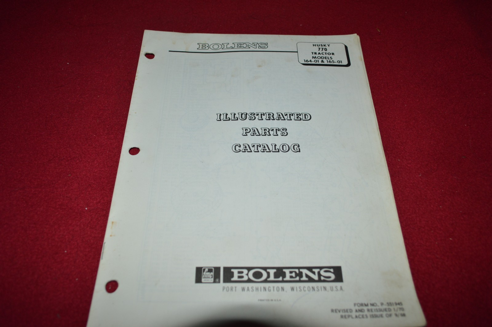 Bolens Husky 770 164-01 165-01 Tractor Dealer&rsquo;s Parts Book Manual CHPA