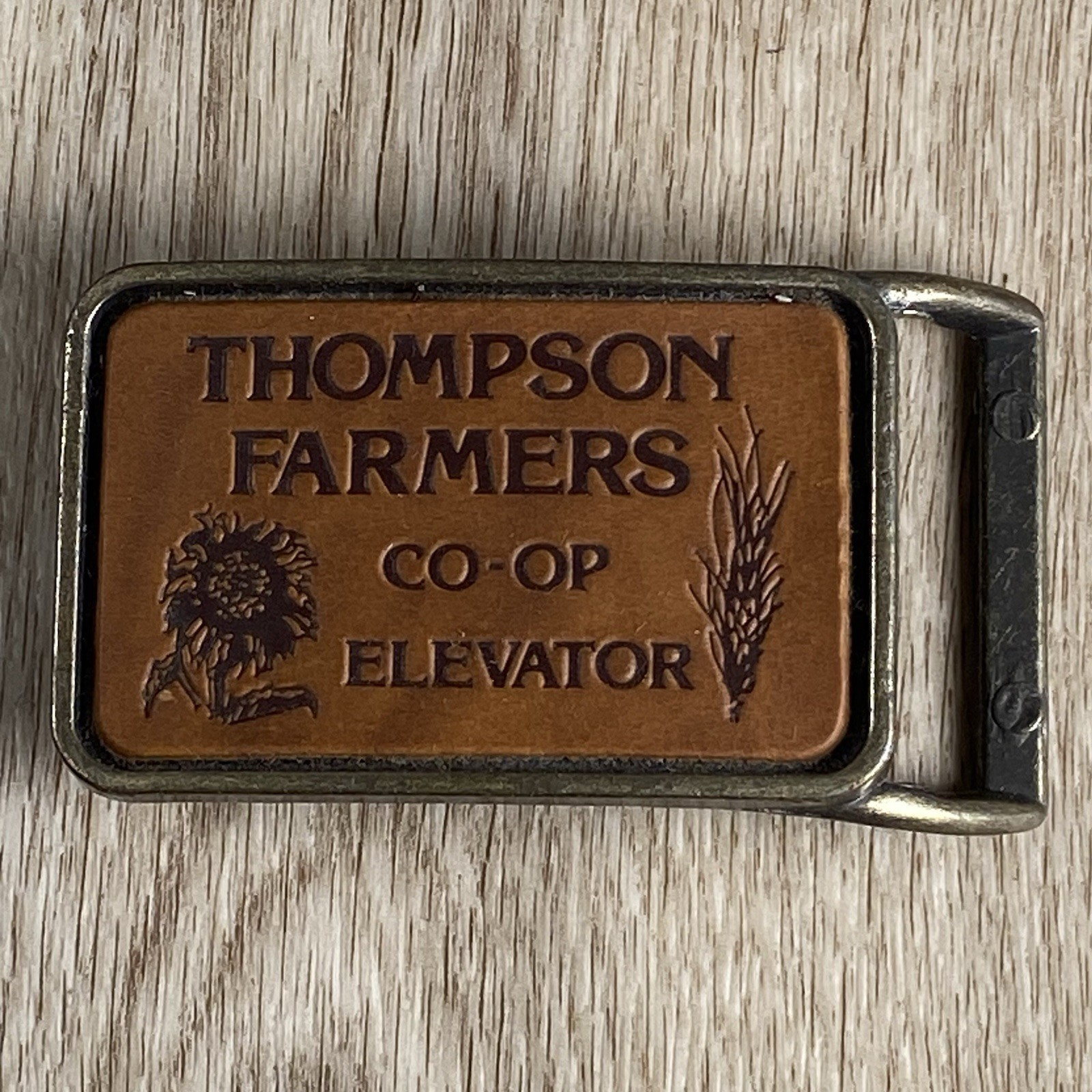 Vintage Thompson Farmers Co-Op Elevator Belt Buckle Farming