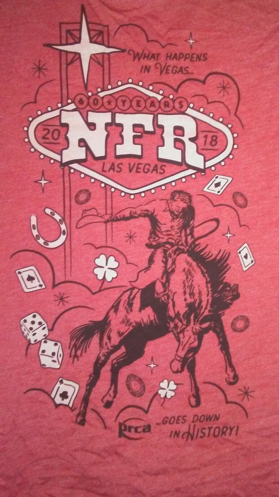 Red 2018 National Finals Rodeo 60th Anniversary Las Vegas Women&rsquo;s M T-Shirt NWT
