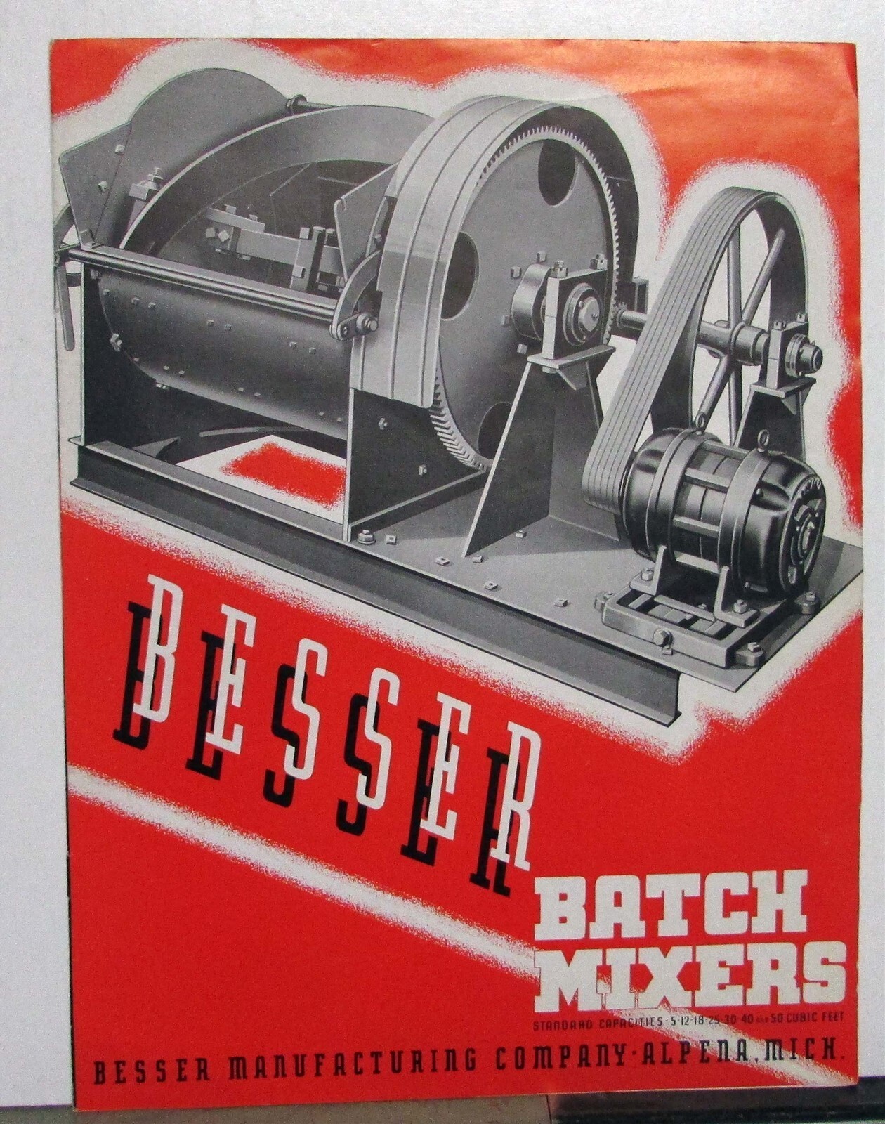 1930s Besser Batch Mixers Concrete Standard Capacities Specifications Brochure