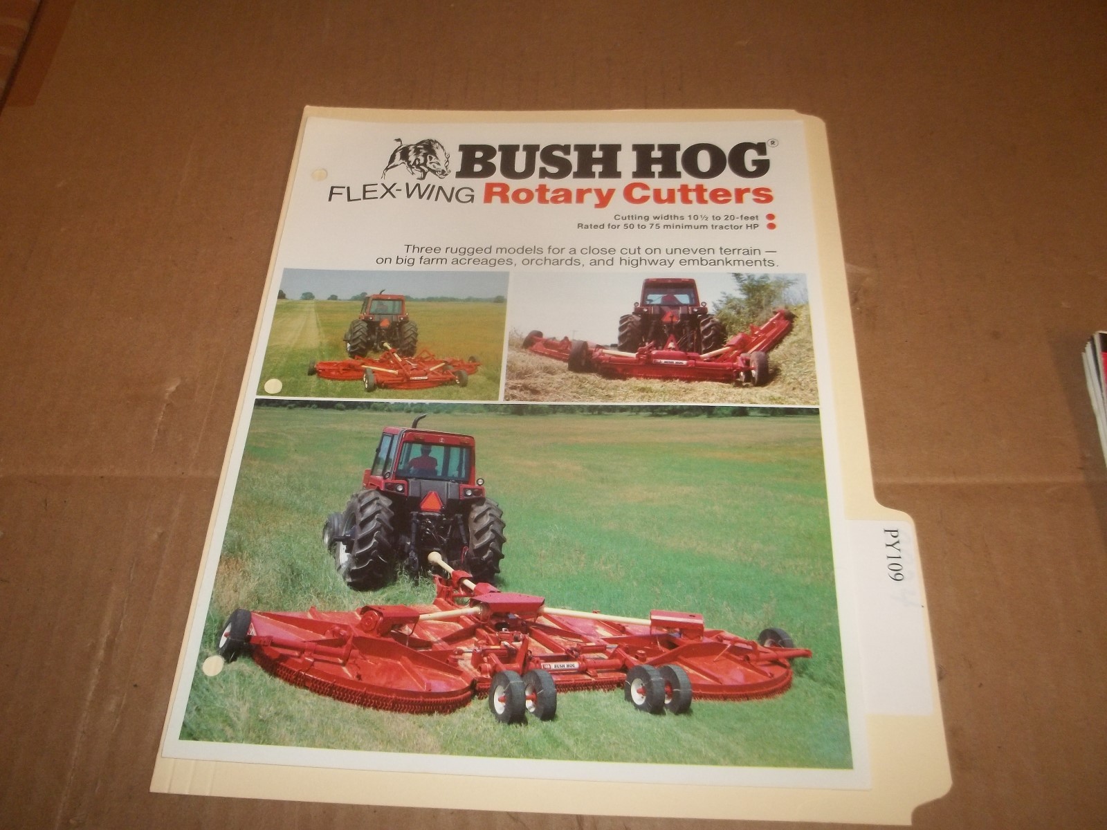 PY109) Bush Hog Sales Brochure 4 Pages – Flex Wing Rotary Cutters