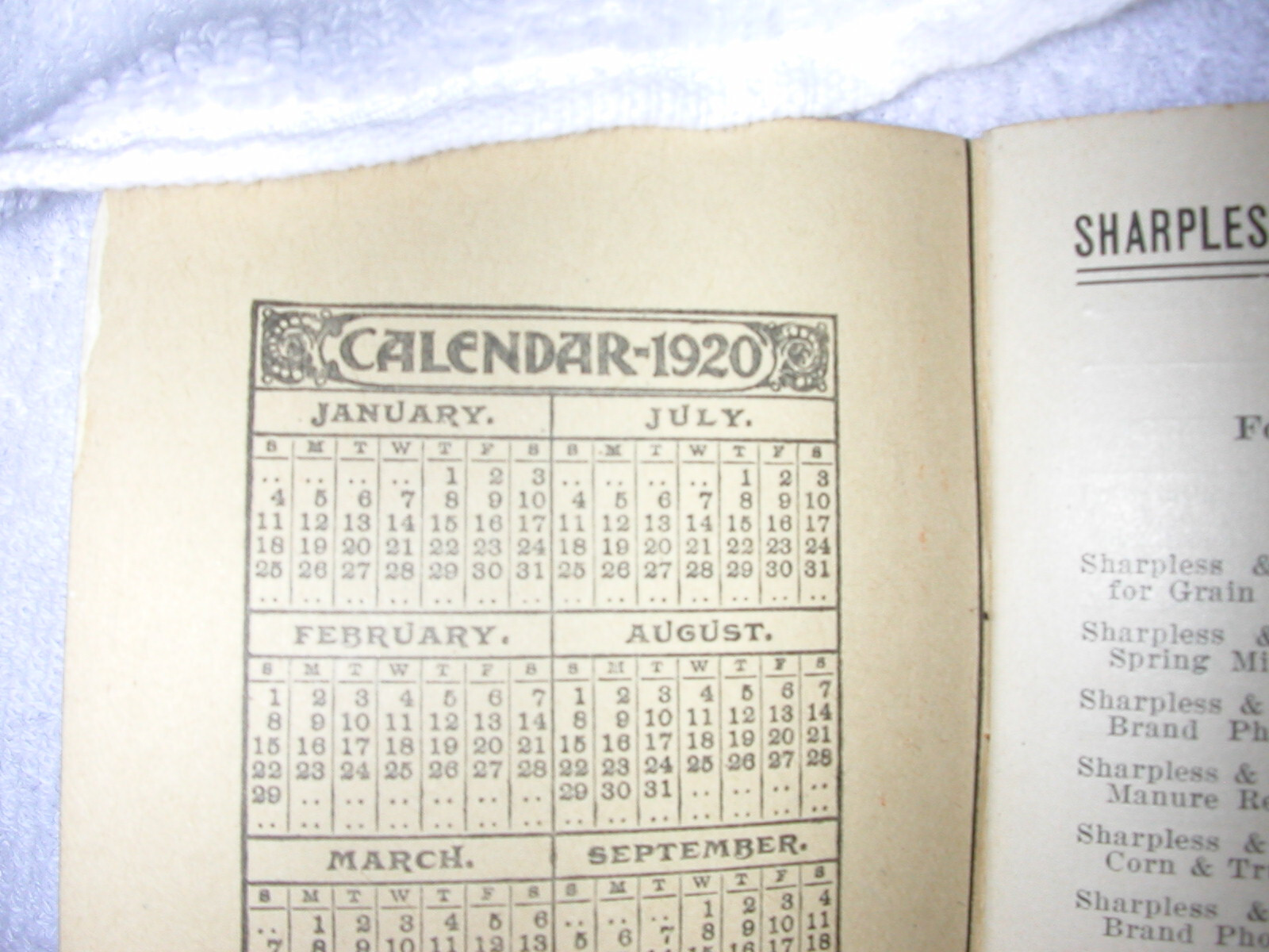 1920 Pocket Note Book Sharpless & Carpenter Fertilizers of E.R. Kloos, Agt.