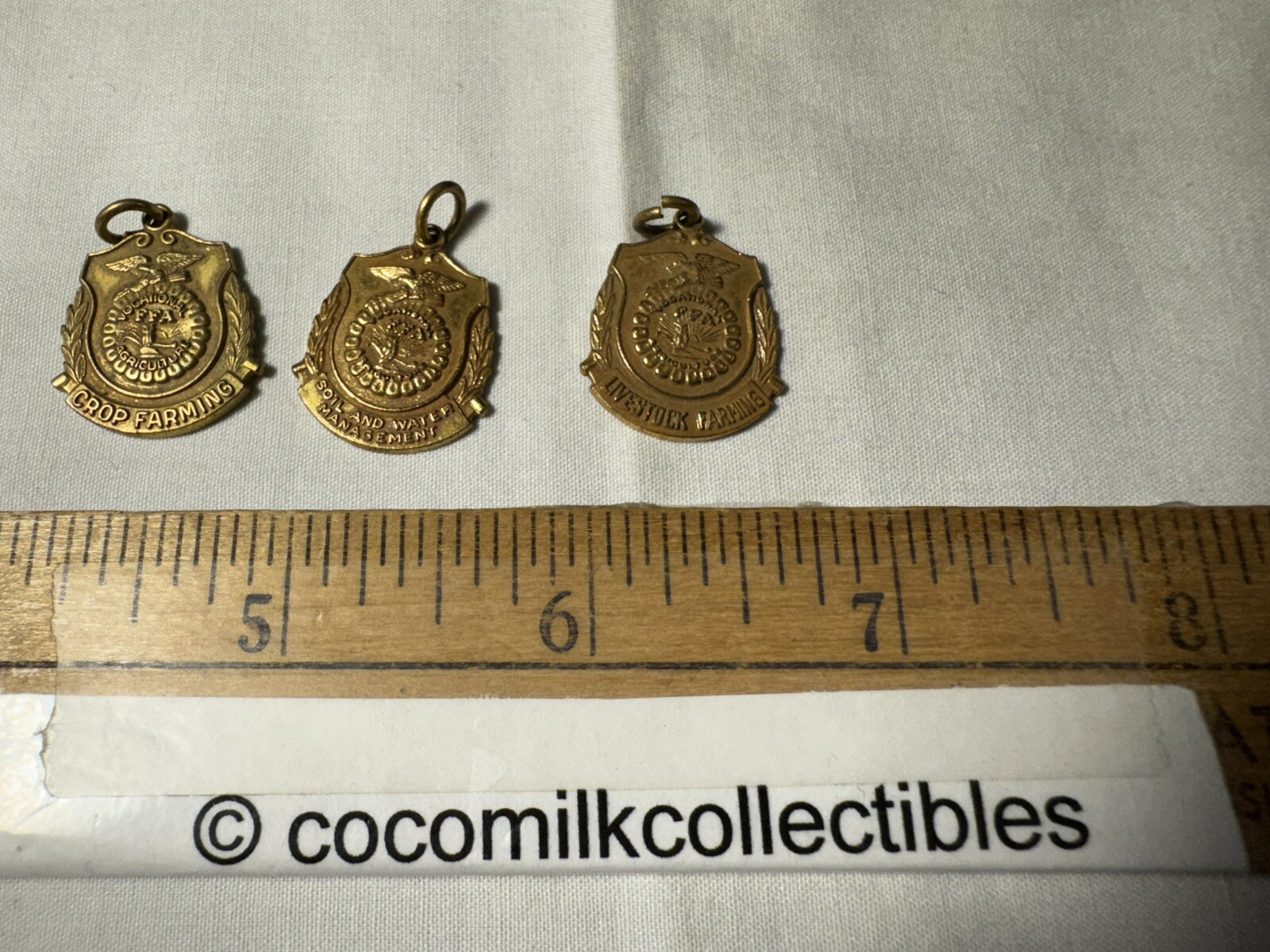 1940&rsquo;s Lot of 3 FFA Future Farmers of America Charms Pendants Livestock Crops