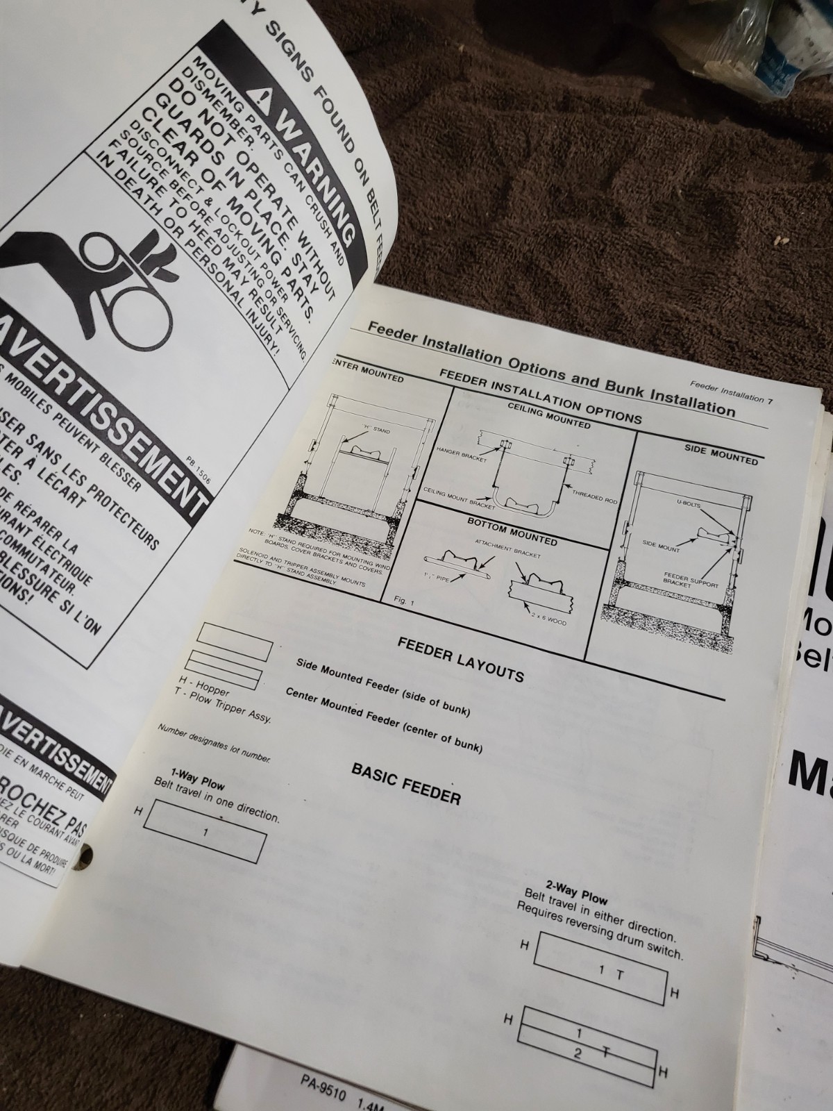 1990 Vintage Patz 8916 Barn Belt Feeder MANUALS Parts & Operators – Pound, WI.