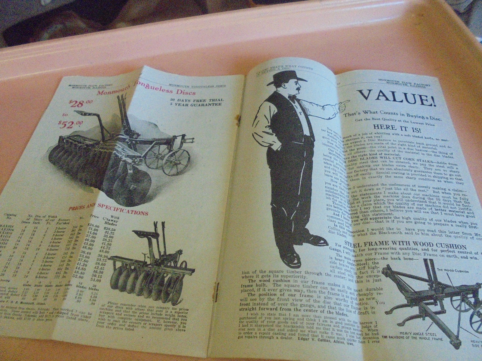 Vintage 1920&rsquo;s Monmouth Plow Factory Brochure