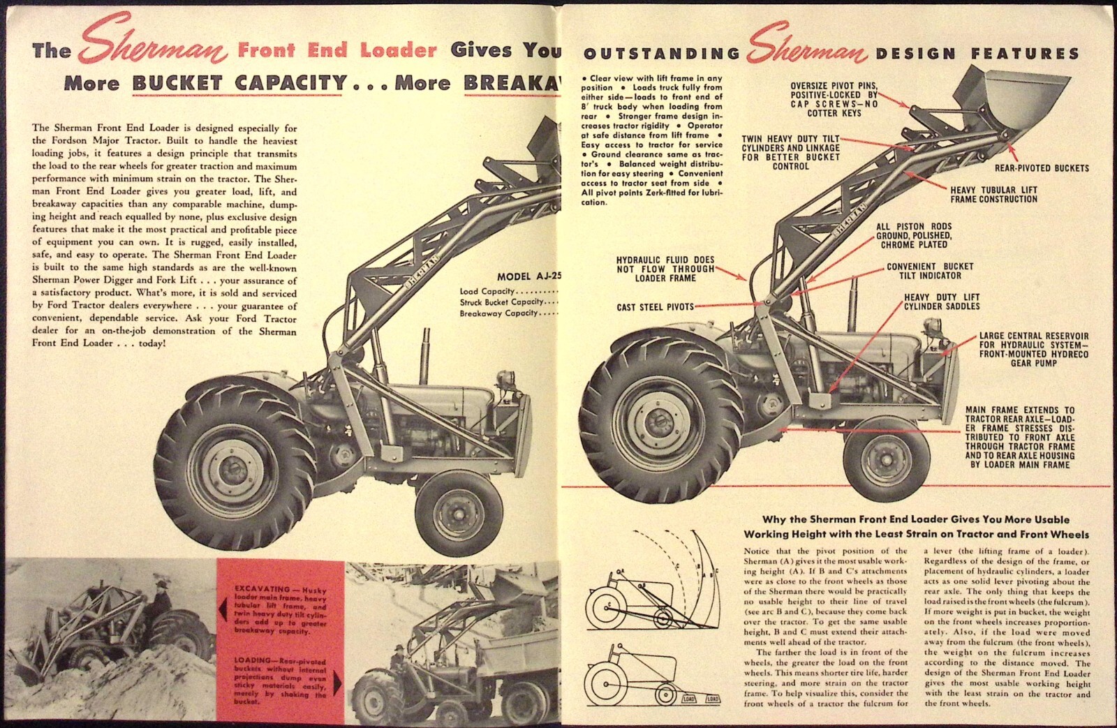 1957 Sherman Front End Loader Fold Out Dealer Sales Brochure Royal Oaks MI