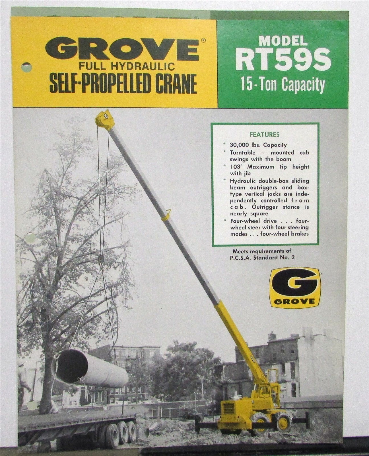 1971 Grove RT59S 15 Ton Crane Specifications Construction Sale Brochure