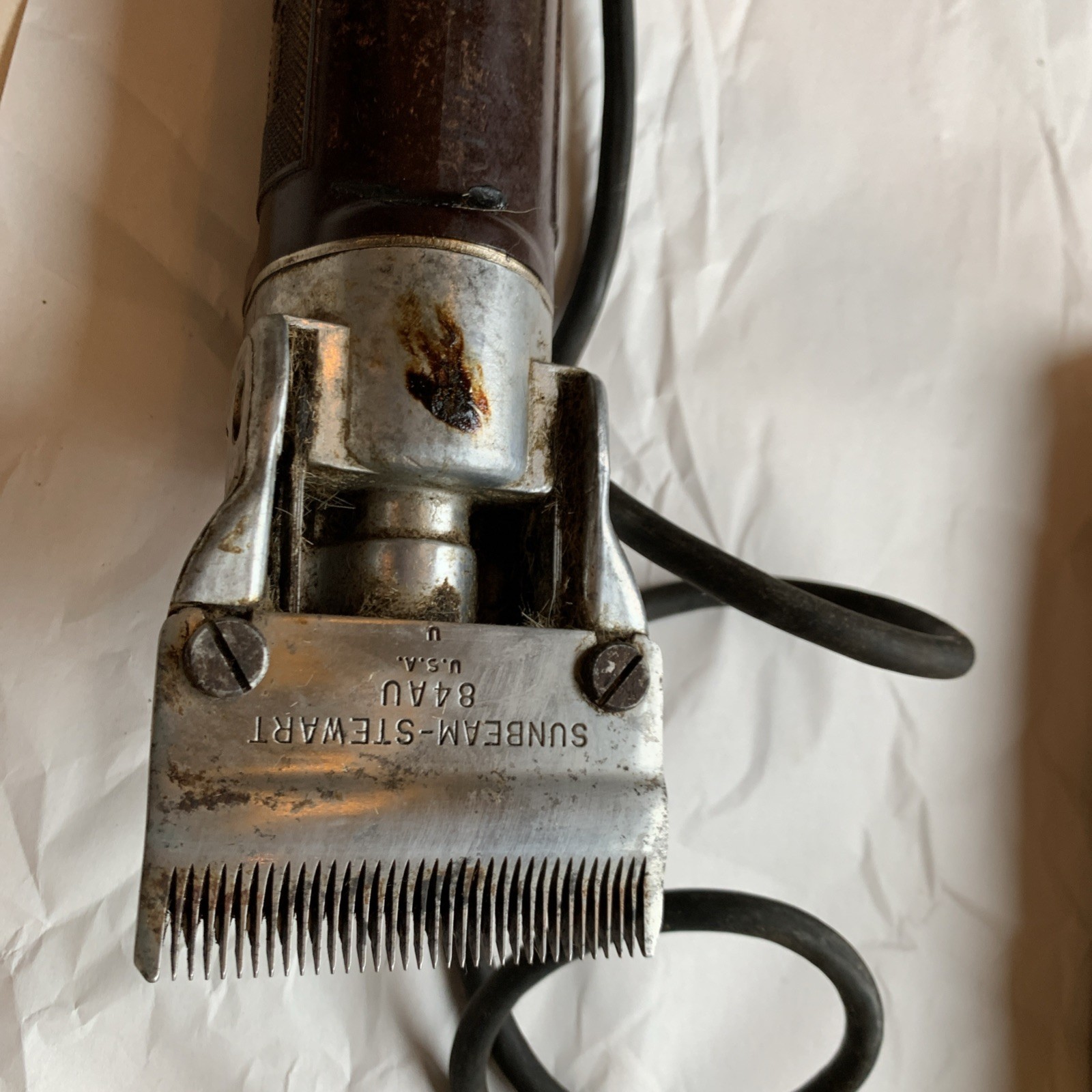 ANTIQUE- SUNBEAM- STEWART ELECTRIC CLIPMASTER-MODEL 51-2 ORIGINAL BOX Powers On