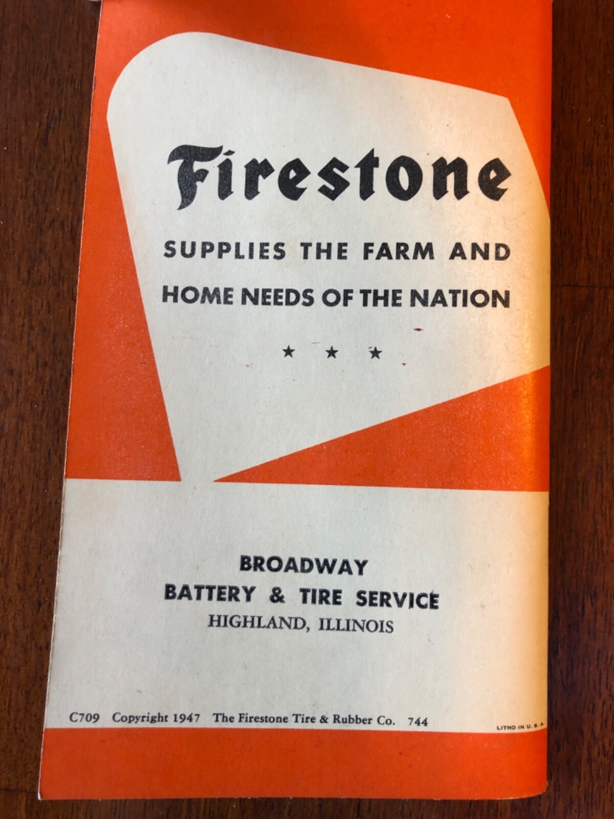 Vintage 1947-1948 FIRESTONE Farm Guide Book, Broadway Battery & Tire-Highland IL