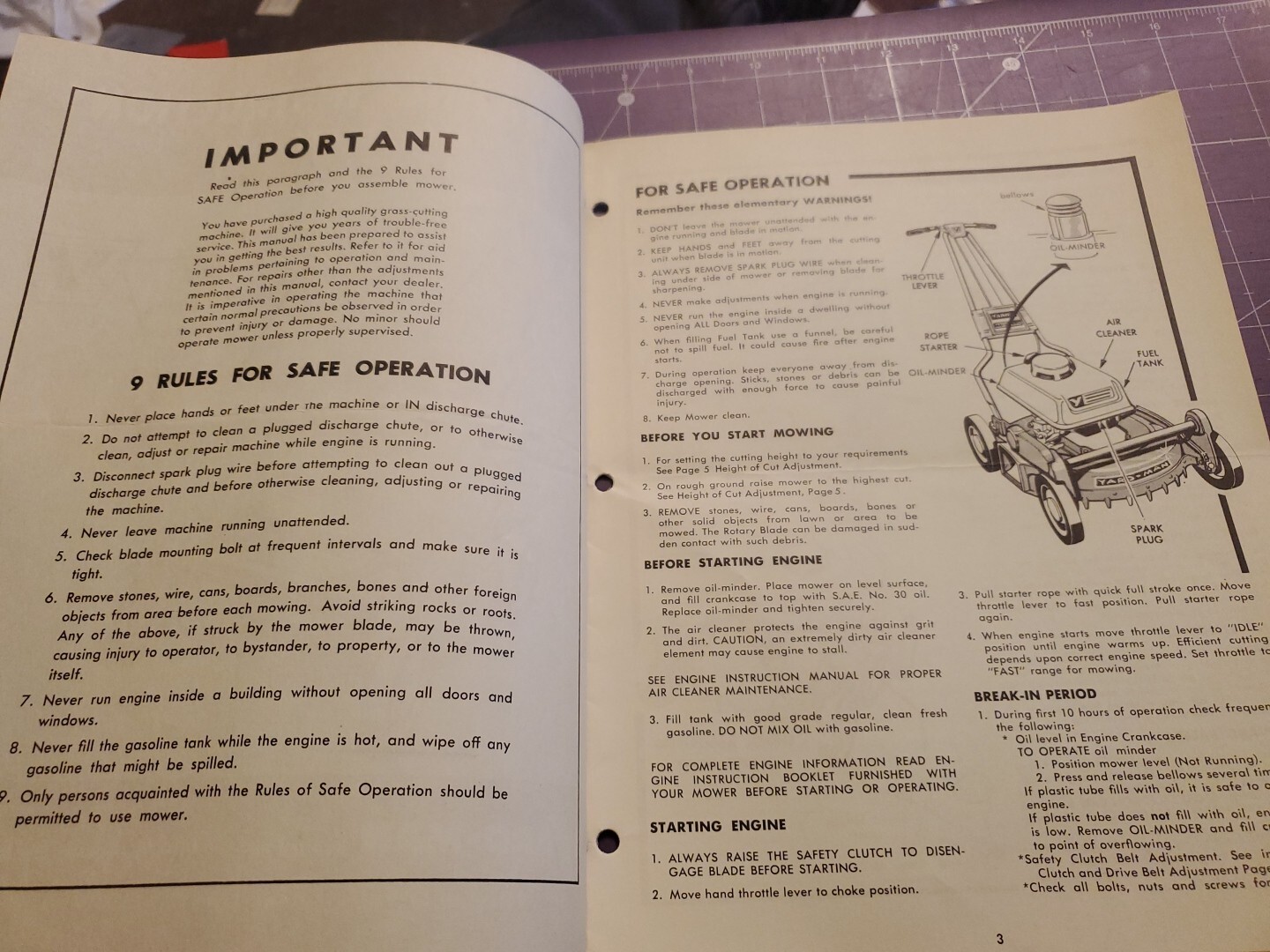 1960s Model 2010-4 Yard-Man Push Lawn Mower Operating Instructions & Parts List
