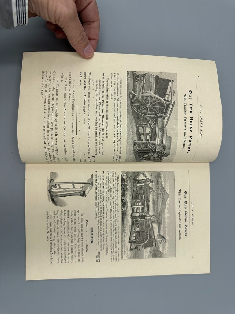 1897 GRAY&rsquo;s HORSE POWERS THRESHING & SAWING MACHINES Antique Advertising CATALOG