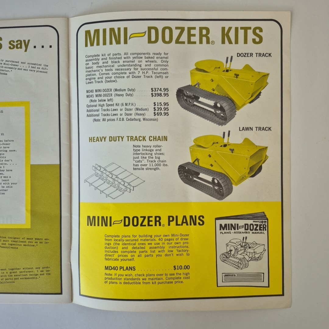 C.F. Struck Corporation Vintage Mini Dozer Multi Page Brochure