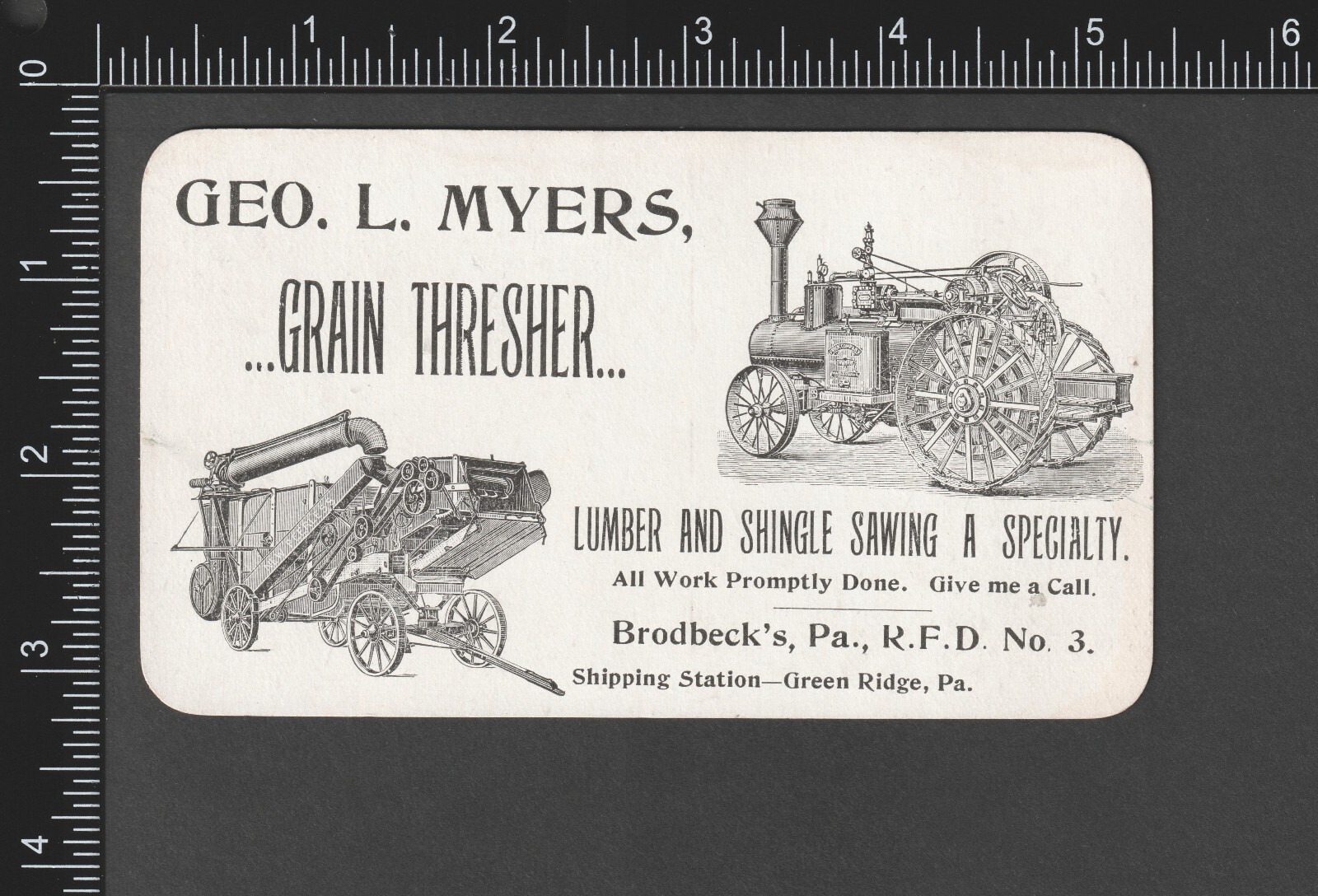 Antique Frick Tractor Steam Traction Engine Myers Grain Thresher Farm Trade Card