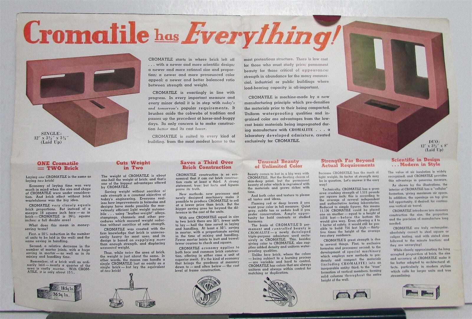 1950s Cromatile Popular Building Unit Single Duo Construction Mailer Brochure