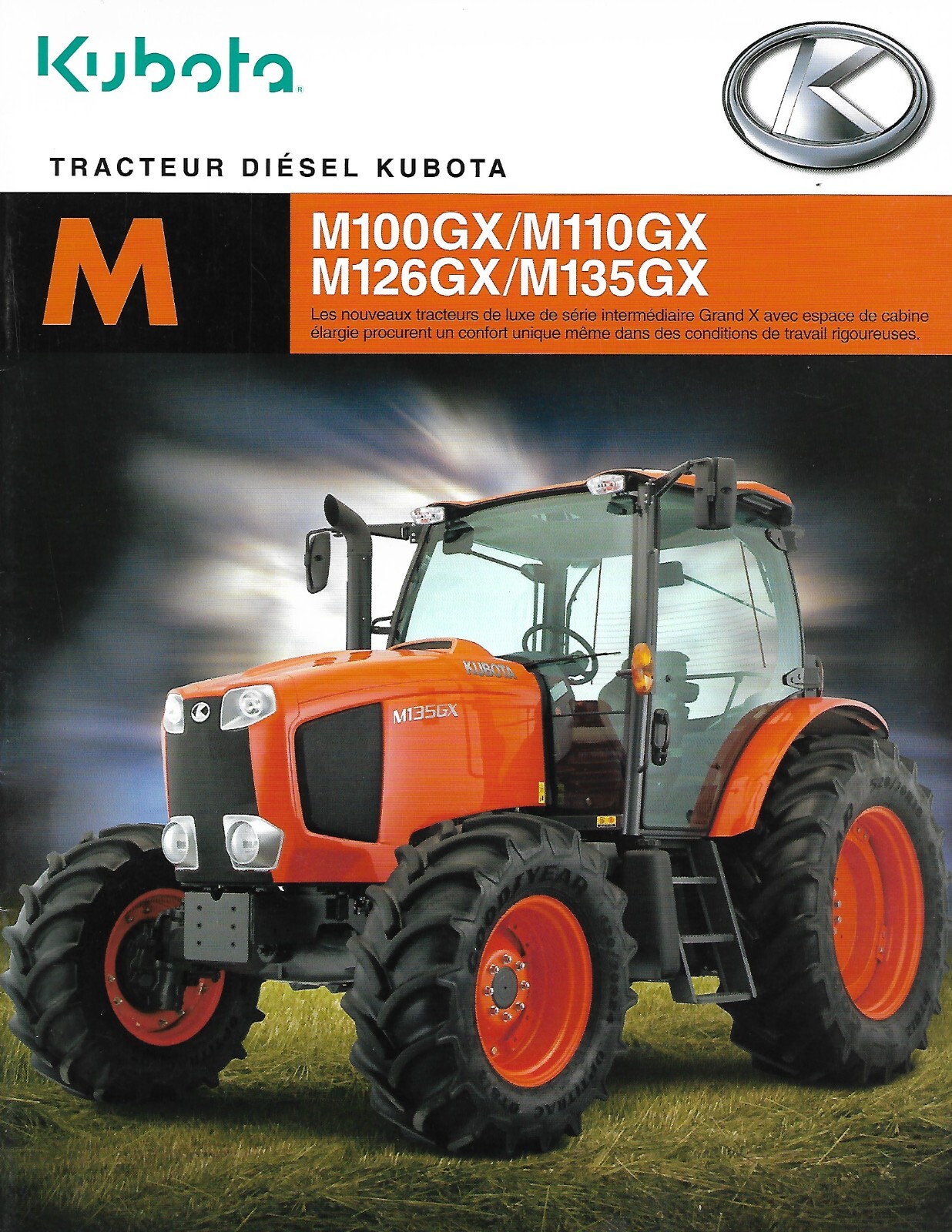 Farm Tractor Brochure – Kubota – M100GX et al Diesel – 2012 FRENCH lang (F7789)